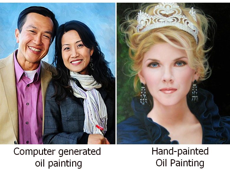 Differences between hand-painted and computer generated oil paintings